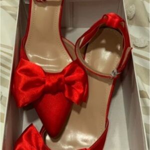 Elegant Red Bow Heels